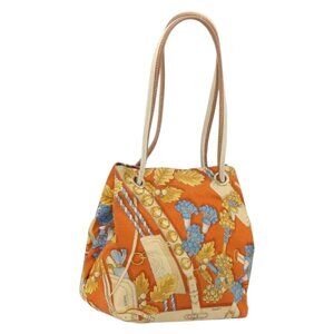 Authentic LOEWE Botanical Shoulder Bag Canvas Beige Gold